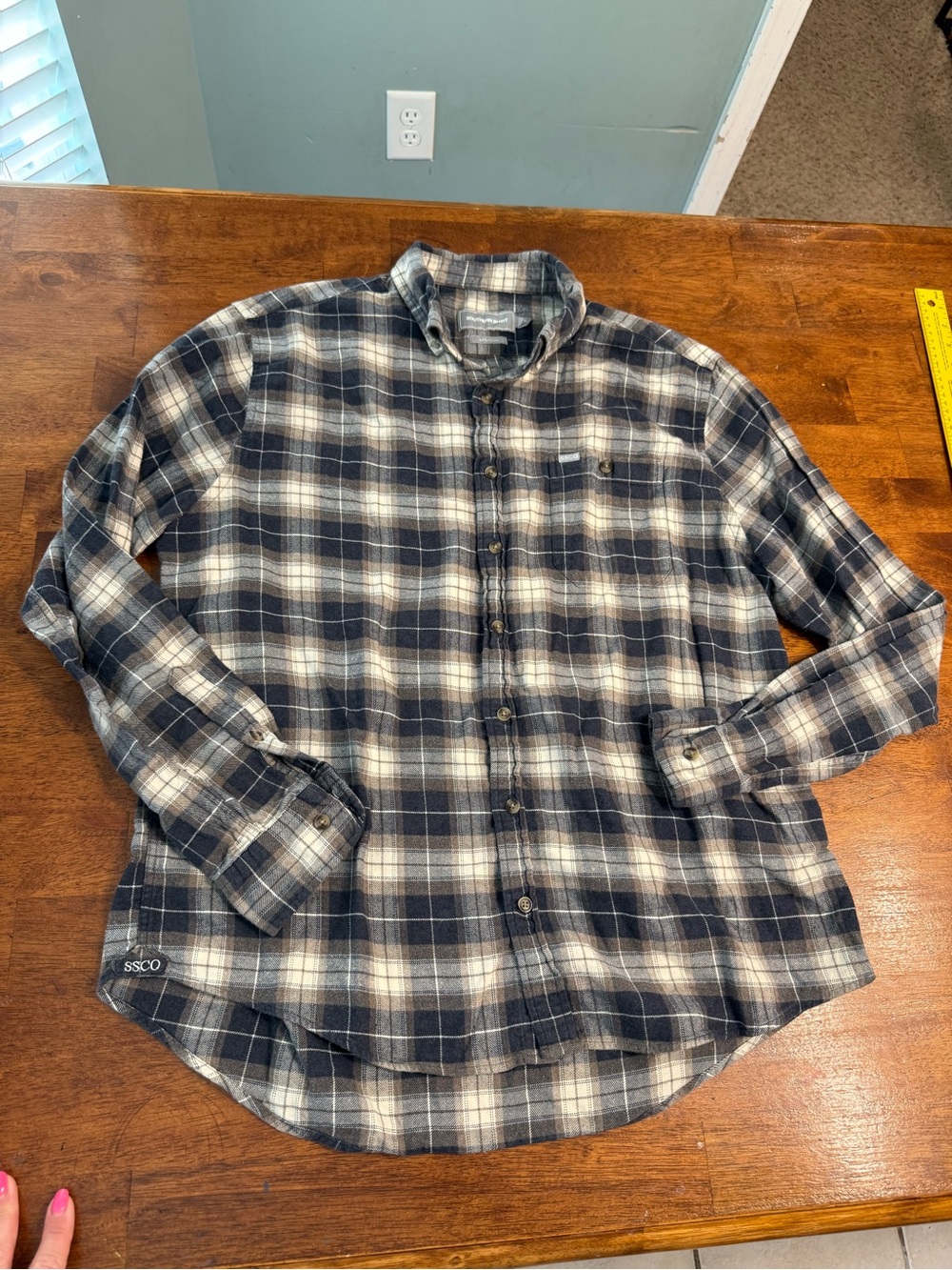 Southern Shirt Co. Men's Flannel Button Down Shirt Size L Gray Black Plaid
